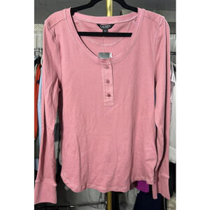 NWT Ralph Lauren Women Sz XL Pullover Pink Sleeve Button MSRP $89.50
